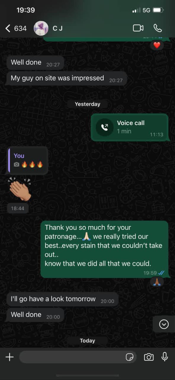 Client Feedback Screenshot 1